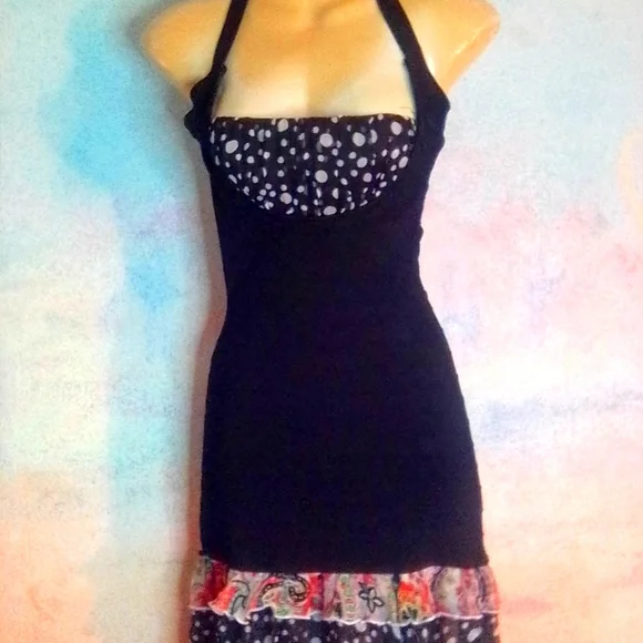 bebe | Dresses | Bebe Black Mixed Print Ruffle Dress Small New W Tags |  Poshmark